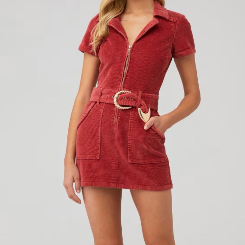 Red corduroy outlaw dress XS (NWOT)
